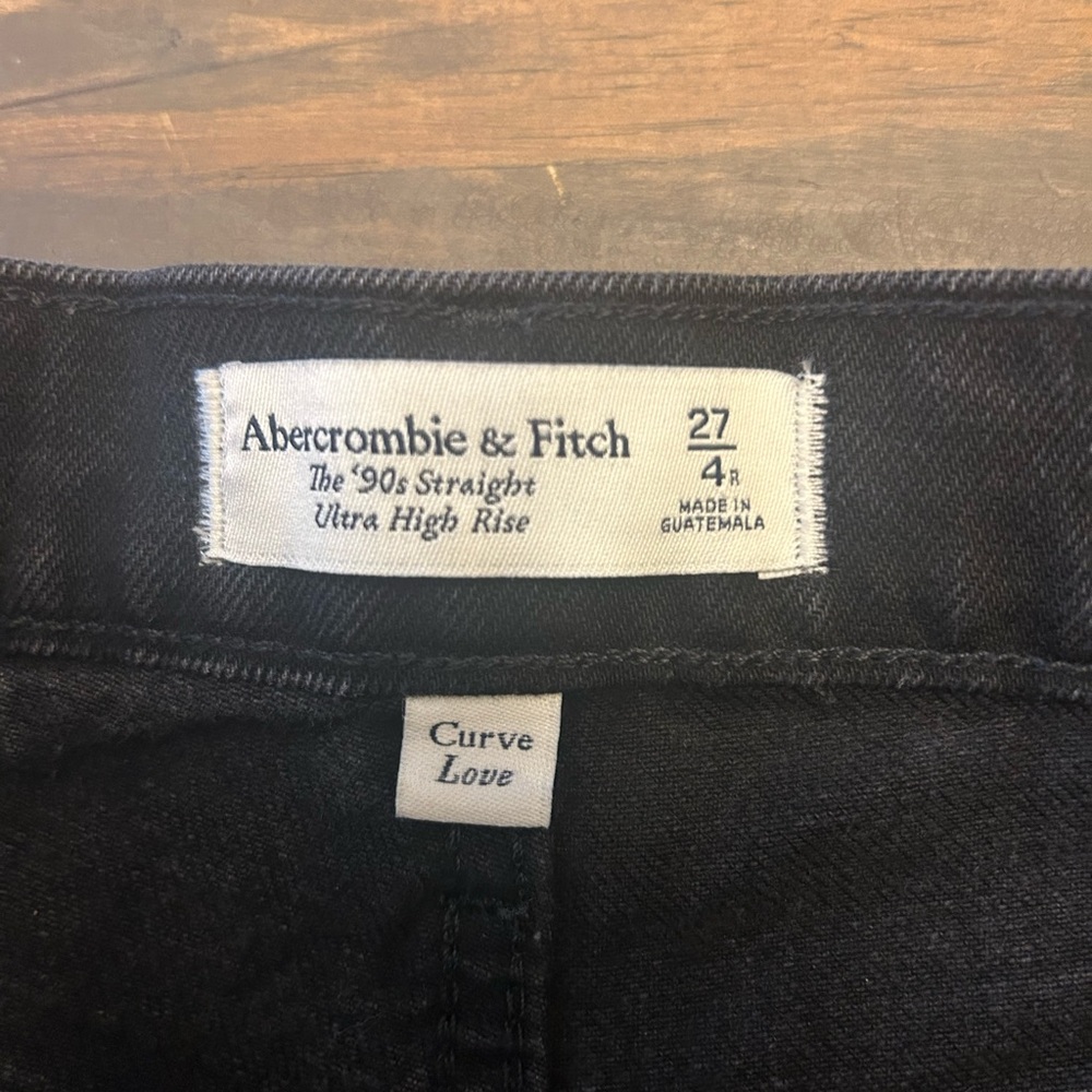 Abercrombie & Fitch The '90s Straight Ultra High‎ Rise Jeans Womens 27 / 4 Black - Picture 3 of 13